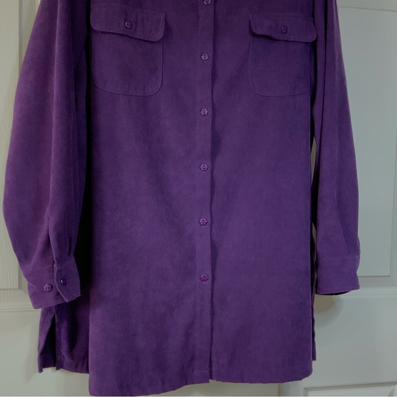 Roaman’s Plus Size Faux Suede Button Down Long Sleeve Shirt 1X - Picture 2 of 16